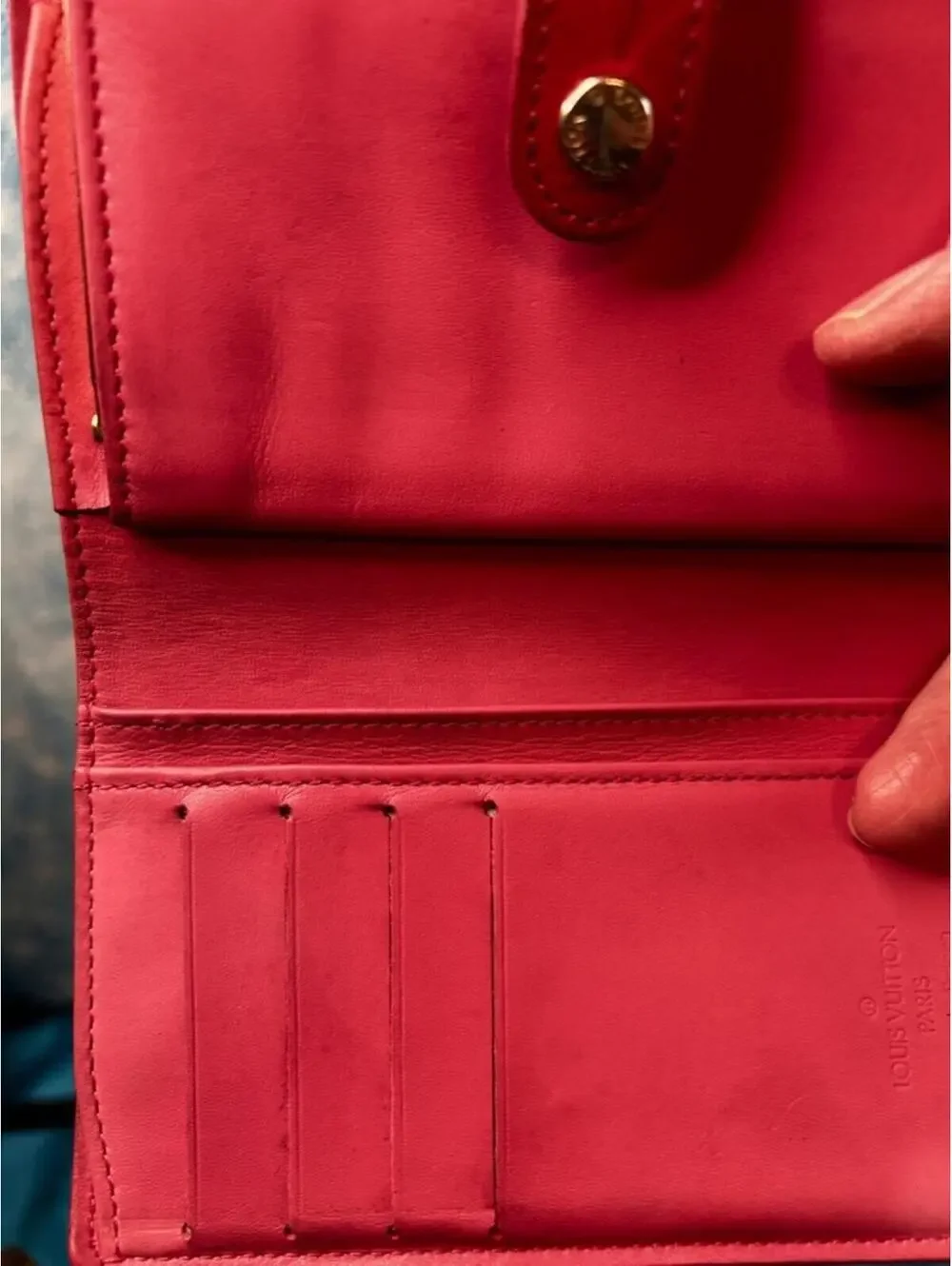 Louis Vuitton Bifold Vernis Pink French Wallet with KISS Lock Clasp VGC